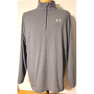 Under Armour Run Streaker 1/4 Zip Shirt Top Mens XXL 2XL Gray Striped 1271851